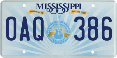 MS license plate OAQ386