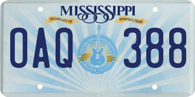 MS license plate OAQ388