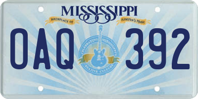 MS license plate OAQ392