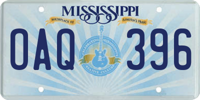MS license plate OAQ396