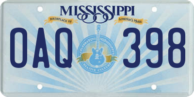 MS license plate OAQ398