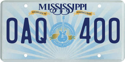 MS license plate OAQ400