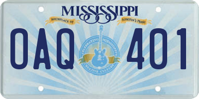 MS license plate OAQ401