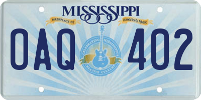 MS license plate OAQ402