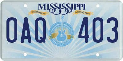 MS license plate OAQ403
