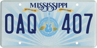 MS license plate OAQ407