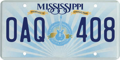 MS license plate OAQ408