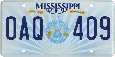MS license plate OAQ409