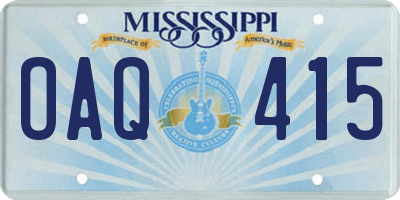 MS license plate OAQ415