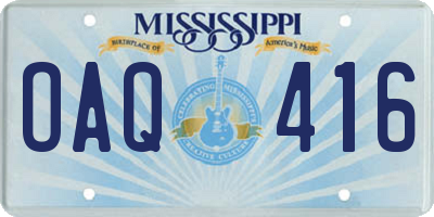MS license plate OAQ416