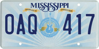 MS license plate OAQ417