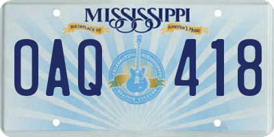 MS license plate OAQ418
