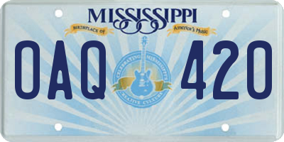 MS license plate OAQ420