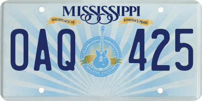 MS license plate OAQ425