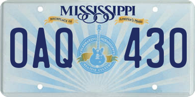 MS license plate OAQ430