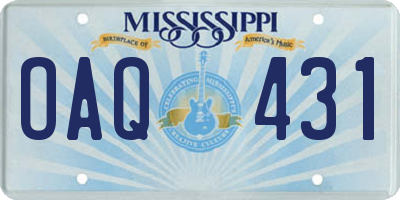 MS license plate OAQ431