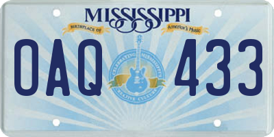 MS license plate OAQ433