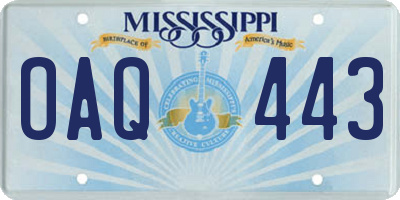 MS license plate OAQ443