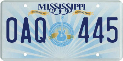 MS license plate OAQ445
