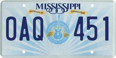 MS license plate OAQ451