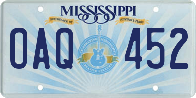 MS license plate OAQ452