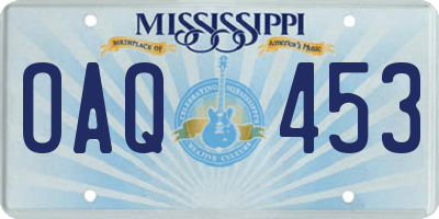 MS license plate OAQ453