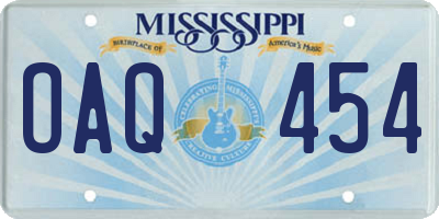 MS license plate OAQ454