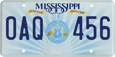 MS license plate OAQ456