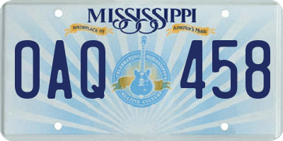 MS license plate OAQ458