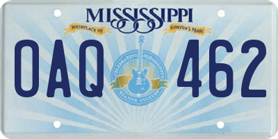 MS license plate OAQ462