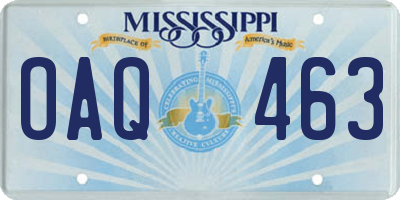 MS license plate OAQ463