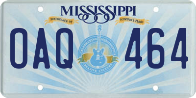MS license plate OAQ464