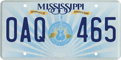 MS license plate OAQ465