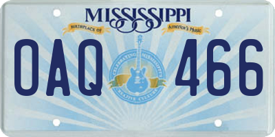 MS license plate OAQ466