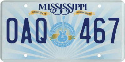 MS license plate OAQ467