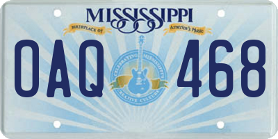 MS license plate OAQ468