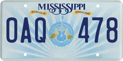 MS license plate OAQ478