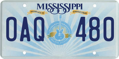 MS license plate OAQ480