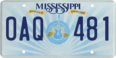 MS license plate OAQ481