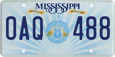 MS license plate OAQ488