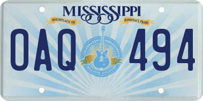 MS license plate OAQ494