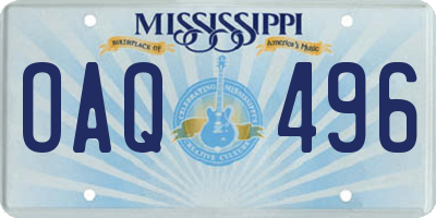 MS license plate OAQ496