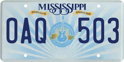 MS license plate OAQ503