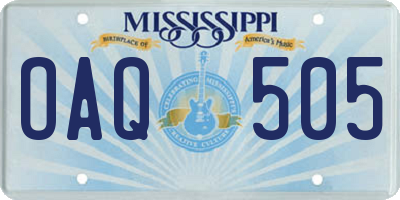 MS license plate OAQ505