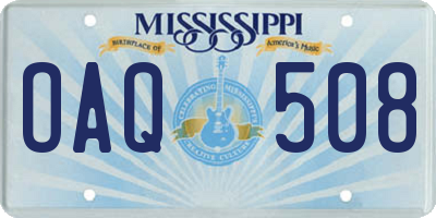 MS license plate OAQ508