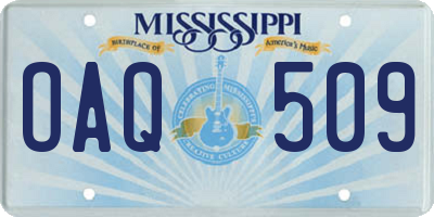 MS license plate OAQ509
