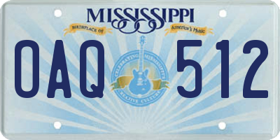 MS license plate OAQ512