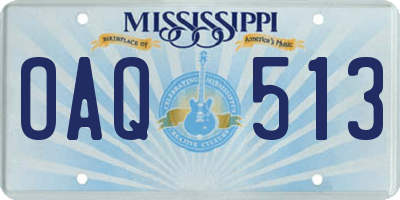 MS license plate OAQ513