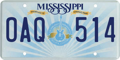 MS license plate OAQ514