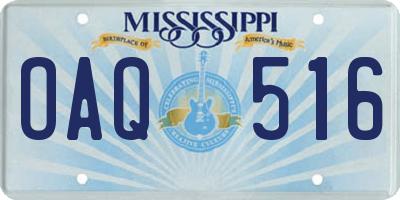 MS license plate OAQ516